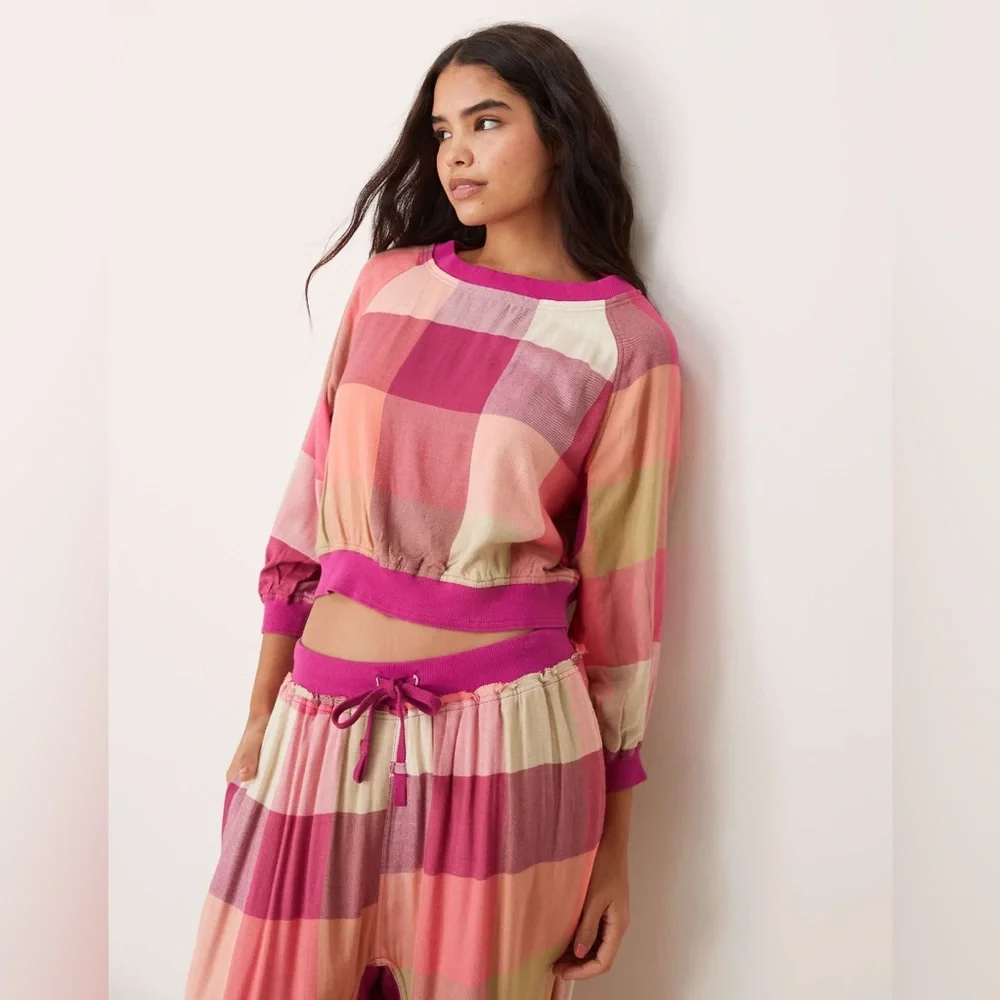 Free People Pink and Cream Pajama Pants - Picture 4 of 12